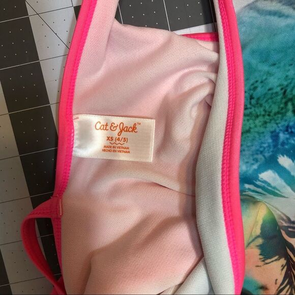 NWT Cat &Jack Zebra One-Piece Girl’s Bathsuits Swimsuit Multicolor Pink Teal 4/5 - Picture 13 of 13